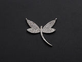 Clear CZ Micro Pave Dragonfly Shape Pendant,Cubic Zirconia Dragonfly Charm,Gold/Silver Tone,25x28mm,sku#Z738