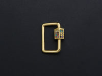 Colorful CZ Micro pave Rectangle Shape Clasp, CZ Pave Clasp, 24K Gold Carabiner Clasp, 15x20mm, sku#H192