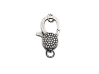 Antique Silver CZ Micro Pave Lobster Claw Clasp/Link Connector with Jump Ring,Pave Claw Clasp,11x16/13x20mm/16x24mm,sku#H170