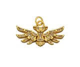 CZ Micro Pave Dainty Gold Eagle Wing Charms, Dainty Eagle Charms, Gold Charm Pendant, Eagle Necklace Charms, 14x26mm, Sku#F1334