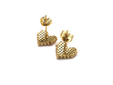 CZ Micro Pave Stud Earring Wires, Heart Shape Earrings, Colorful CZ micro pave earrings, 10mm, sku#J224