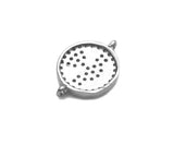CZ Micro Paved Smiley Face Round Coin Connector,Cubic Zirconia Connector,Rose Gold/Silver/Gold plated, 12x16mm,Sku#Z1300