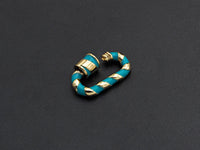 Colorful Enamel Pave Oval Shape Clasp, Carabiner Clasp, White/Black/Rainbow/Blue/Pink Screw Clasp, 12x20mm, sku#H251