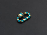 Colorful Enamel Pave Oval Shape Clasp, Carabiner Clasp, White/Black/Rainbow/Blue/Pink Screw Clasp, 12x20mm, sku#H251