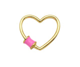 Colorful Baguette CZ Heart Shape Clasp, Gold Plated Clasp, C