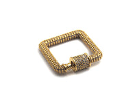 CZ Micro Pave Square Shape Clasp, Gold/Rose gold/Gunmetal/Silver Plated Carabiner Clasp, 23x23mm, sku#H158