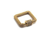 CZ Micro Pave Square Shape Clasp, Gold/Rose gold/Gunmetal/Silver Plated Carabiner Clasp, 23x23mm, sku#H158