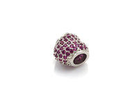 Colorful CZ Pave Heart Big Hole bads, Cobalt/Fuchsia Pave Heart Beads, European Large Hole Beads, 9x10x11mm, sku#Z868