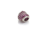 Colorful CZ Pave Heart Big Hole bads, Cobalt/Fuchsia Pave Heart Beads, European Large Hole Beads, 9x10x11mm, sku#Z868