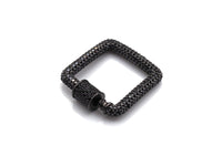 Fully Colorful Cz Micro pave Square Shape Clasp, CZ Pave Black/Blue/Pink/Gold Carabiner Clasp, 23mm, sku#H183