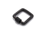 Fully Colorful Cz Micro pave Square Shape Clasp, CZ Pave Black/Blue/Pink/Gold Carabiner Clasp, 23mm, sku#H183