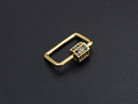 Colorful CZ Micro pave Rectangle Shape Clasp, CZ Pave Clasp, 24K Gold Carabiner Clasp, 15x20mm, sku#H192