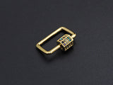 Colorful CZ Micro pave Rectangle Shape Clasp, CZ Pave Clasp, 24K Gold Carabiner Clasp, 15x20mm, sku#H192
