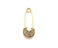 Colorful CZ Micro pave Safety Pin Lock Clasp, CZ Pave Pin Lock Clasp, Colorful Connector, 10x32mm, sku#F1171