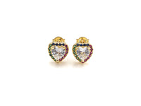 CZ Heart Stud Earrings, Sku#J218