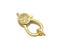 Dainty Gold Lobster Clasp with Jump Ring, Fine Jewelry Clasp, Sunburst Clasp, 17x30mm,Sku#LK192
