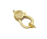 Dainty Gold Lobster Clasp with Jump Ring, Fine Jewelry Clasp, Sunburst Clasp, 17x30mm,Sku#LK192