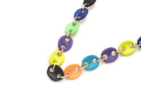Rainbow Enamel GG Chain, 1980's Retro Style Chain, Chain By Yard, Rainbow Choker, Colored Metal Necklace, Retro Colorful Chain, SKU#M400