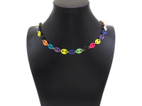 Rainbow Enamel GG Chain, 1980's Retro Style Chain, Chain By Yard, Rainbow Choker, Colored Metal Necklace, Retro Colorful Chain, SKU#M400