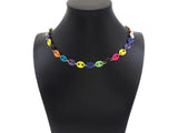 Rainbow Enamel GG Chain, 1980's Retro Style Chain, Chain By Yard, Rainbow Choker, Colored Metal Necklace, Retro Colorful Chain, SKU#M400