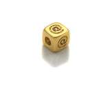 CZ Micro Pave @ Symbol Shape Dice Spacer Beads, Cubic Zirconia Cube Spacer Beads, 24k Gold Tone,8.5mm, sku#Z717