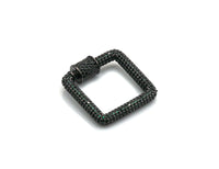 Fully Colorful Cz Micro pave Square Shape Clasp, CZ Pave Black/Blue/Pink/Gold Carabiner Clasp, 23mm, sku#H183