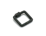 Fully Colorful Cz Micro pave Square Shape Clasp, CZ Pave Black/Blue/Pink/Gold Carabiner Clasp, 23mm, sku#H183