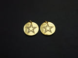 CZ Micro Pave Five Star On Round Coin Pendant,Round Cubic Zirconia Pendant, 10x16mm,Sku#F1095