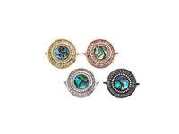 CZ Micro Pave Abalone Connector,21x26mm, sku#Z939