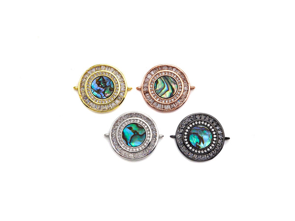 CZ Micro Pave Abalone Connector,21x26mm, sku#Z939