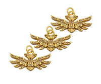 CZ Micro Pave Dainty Gold Eagle Wing Charms, Dainty Eagle Charms, Gold Charm Pendant, Eagle Necklace Charms, 14x26mm, Sku#F1334