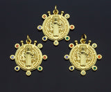 Colorful CZ Spike Saint Benedict Jesus Charm, Sku#Z1145