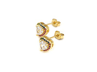 CZ Heart Stud Earrings, Sku#J218