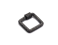 CZ Micro Pave Square Shape Clasp, Gold/Rose gold/Gunmetal/Silver Plated Carabiner Clasp, 23x23mm, sku#H158