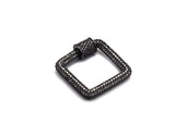CZ Micro Pave Square Shape Clasp, Gold/Rose gold/Gunmetal/Silver Plated Carabiner Clasp, 23x23mm, sku#H158
