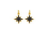 Black CZ Micro Pave North Star Shaped Pendant, Cubic Zirconi