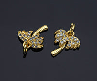 Clear CZ Micro Pave Pump Tree Shaped Pendant/Charm, Coconut Tree Cubic Zirconia Pendant Charm,11x12mm,Sku#Z1217