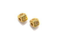 CZ Micro Pave North Star Dice Spacer Beads, Five Star Cubic Zirconia Cube Spacer Beads, Gold/Silver Tone, 8.5mm,sku#Z713