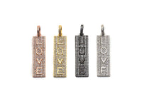 CZ Micro Pave Long Bar Love Pendant, Cubic Zirconia Strip Pendant, Micro pave Rectangle shape pendant, 13x41mm, sku#FH24