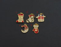 Enamel Colorful Christmas decoration Pendant,CZ Micro Pave Oil Drop pendant,Enamel Jewelry, Christmas Charm,9-15mm, sku#Z669