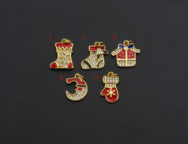 Enamel Colorful Christmas decoration Pendant,CZ Micro Pave Oil Drop pendant,Enamel Jewelry, Christmas Charm,9-15mm, sku#Z669