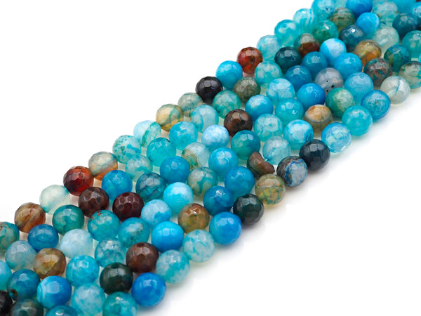 Blue Fire Agate, Round Faceted 6mm/8mm/10mm/12mm, Natural Agate Beads, 15.5"Full Strand, SKU#UA204