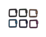 Fully Colorful Cz Micro pave Square Shape Clasp, CZ Pave Black/Blue/Pink/Gold Carabiner Clasp, 23mm, sku#H183