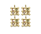 Colorful CZ Micro Pave Love Word On Pane Shape Pendant,18K Dainty Gold Charm, Necklace Bracelet Charm Pendant,17x20mm, Sku#LD36