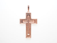 Large CZ Micro Pave Cross Pendant with Cross Symbol,Gold/Silver/Black/Rose Gold Cross,Cubic Zirconia Jewelry Findings,28x38mm,sku#F484