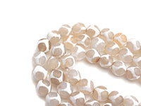 Natural Tibetan Football Line Agate, 6mm/8mm/10mm/12mm White Cream DZI Tibetan Agate, 15.5" Full Strand, sku#U934