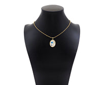 Colorful Enamel Flower On Oval Shape Charm Pendant, Sku#Z1375