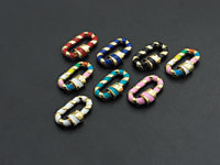 Colorful Enamel Pave Oval Shape Clasp, Carabiner Clasp, White/Black/Rainbow/Blue/Pink Screw Clasp, 12x20mm, sku#H251