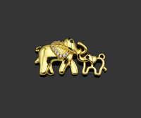 Gold Filled CZ Micro Pave Elephant Mom and Baby Shape Pendant,18K Gold Filled Elephant Charm, Necklace Bracelet Pendant, 26x13mm,Sku#Y473