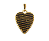 CZ Micro Pave Black Heart Charms, Dainty Gold CZ Heart Pendant, Heart Necklace Charms, 22x28mm, Sku#Z1247